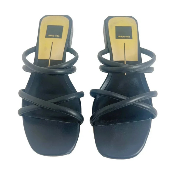 Dolce Vita Hapi Sandal Black Leather Women's Size 9 - Picture 1 of 8